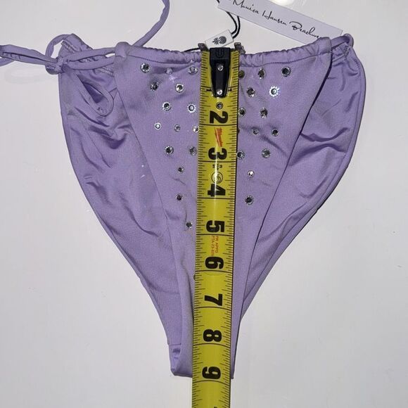 NWT Monica Hansen Rhinestone Lavender String Bikini Large Revolve - Picture 3 of 7